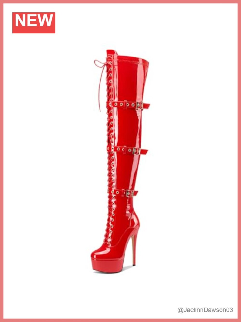 Thigh High Over the Knee Boots Stiletto Platform Round Toe Lace-up Buckle